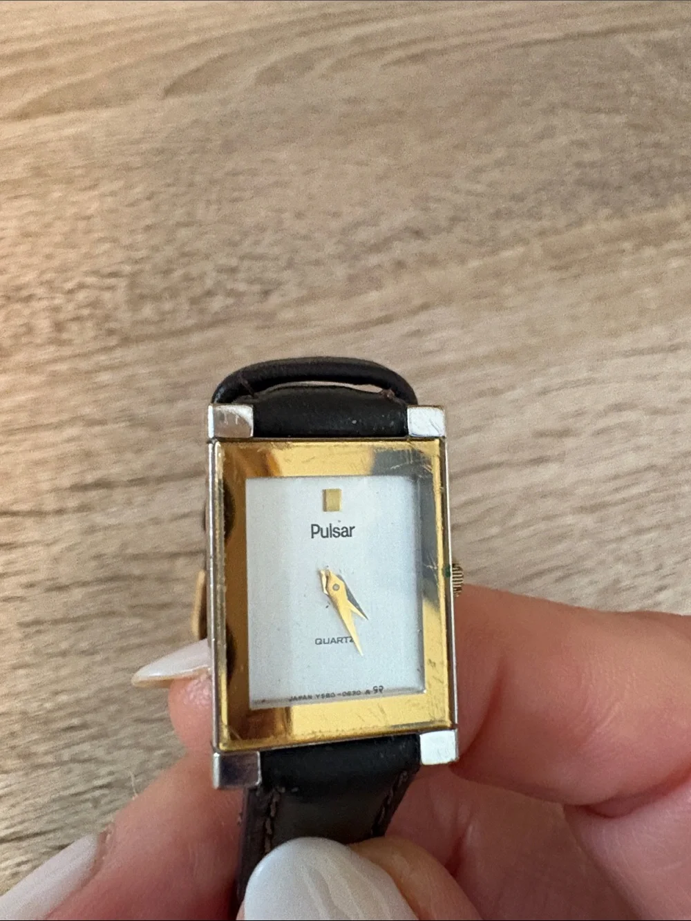 Pulsar Watch: Two-Tone Dial Silver and Gold  Leather Band Vintage 90’s